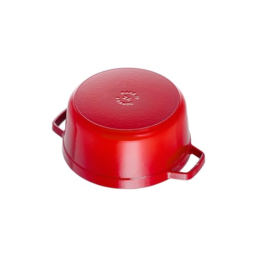 STAUB Cast Iron Dutch Oven 5.5-qt Round Cocotte, Made in France, Serves 5-6, Black Matte