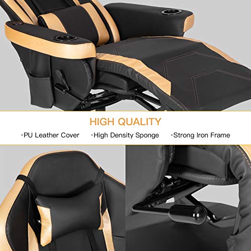 Modern-Depo Gaming Recliner Chair with Speakers, Massage, High Back, Cupholder, Headrest, Lumbar Support