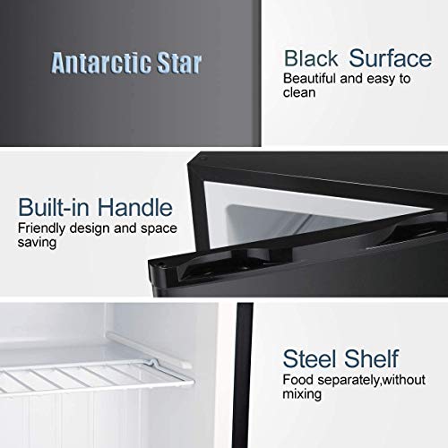Antarctic Star Compact Chest Upright Freezer Single Door Reversible Stainless Steel Door, Compact Adjustable Removable Shelves for Home Office