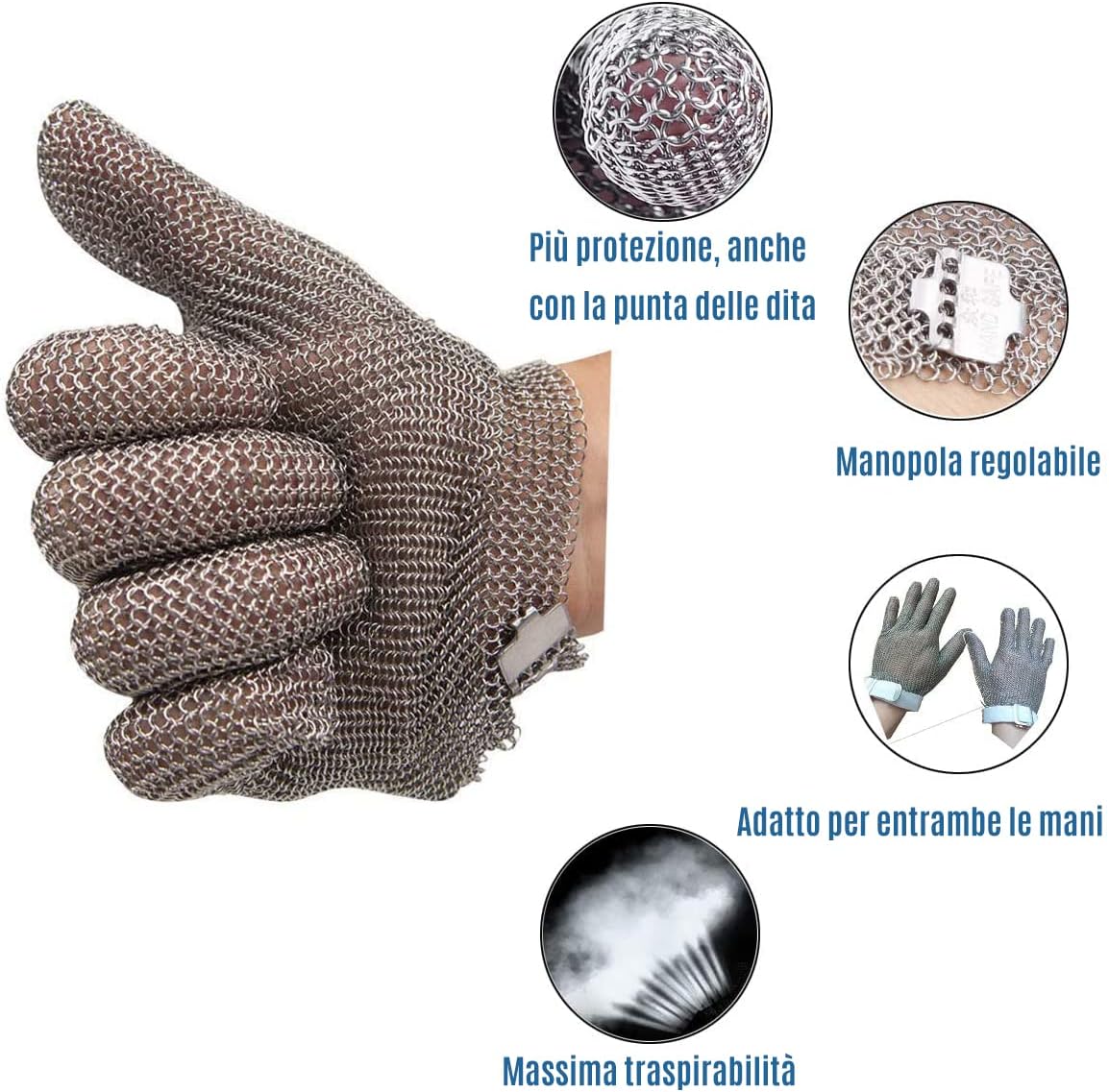 Schwer Highest Level Cut Resistant Stainless Steel Metal Mesh Chainmail Glove for Meat Cutting Butcher Glove（M） Pack of 2