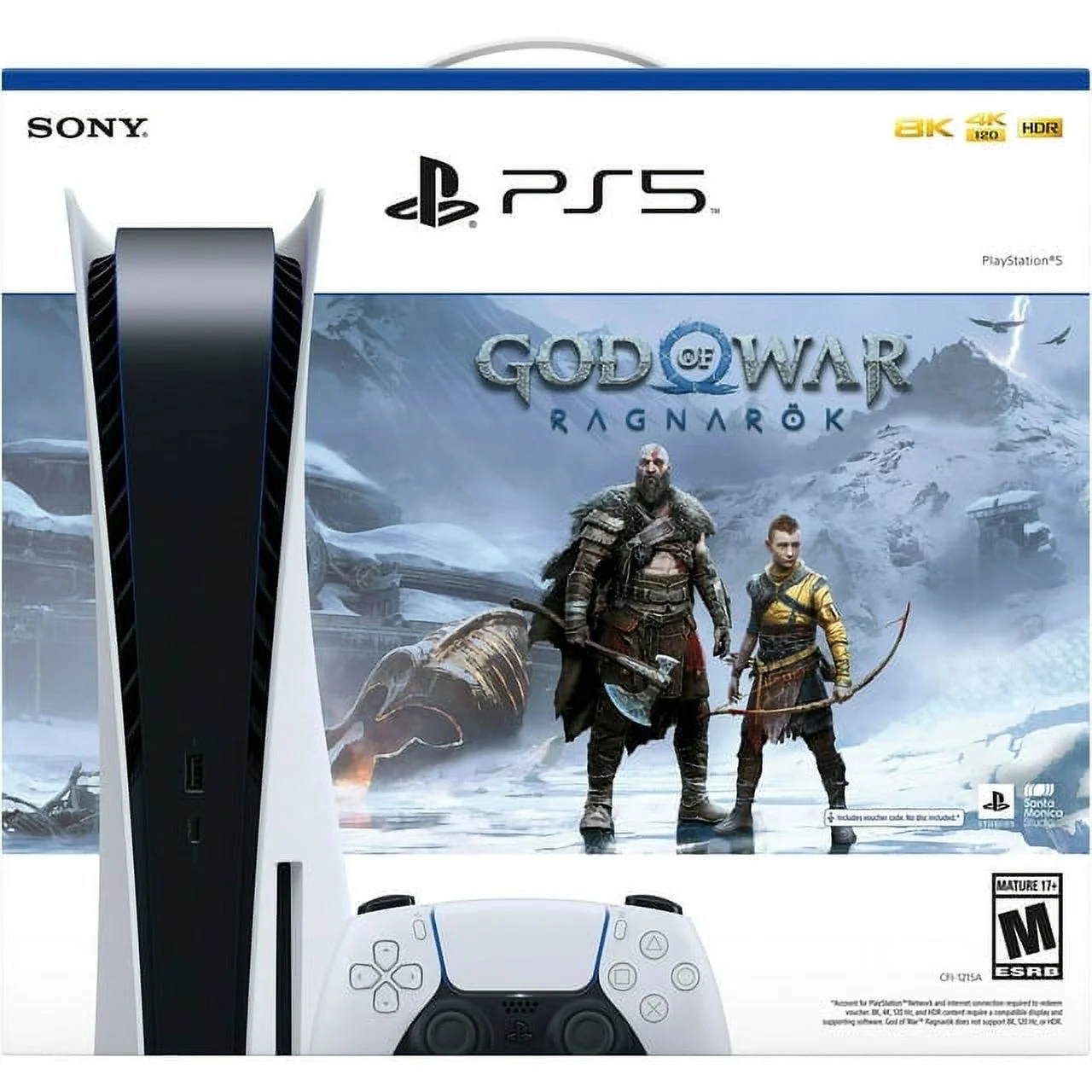 PlayStation_PS5 Video Game Console (Disc Edition) - God of War Ragnar&ouml;k Bundle - Upgraded 2.8TB PCIe Gen 4 NVNe SSD Gaming Console