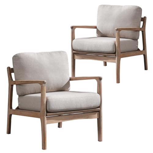 Accent Chair for Adults Set of 2, Upholstered Mid Century Modern Lounge Chair with Solid Wood Frame