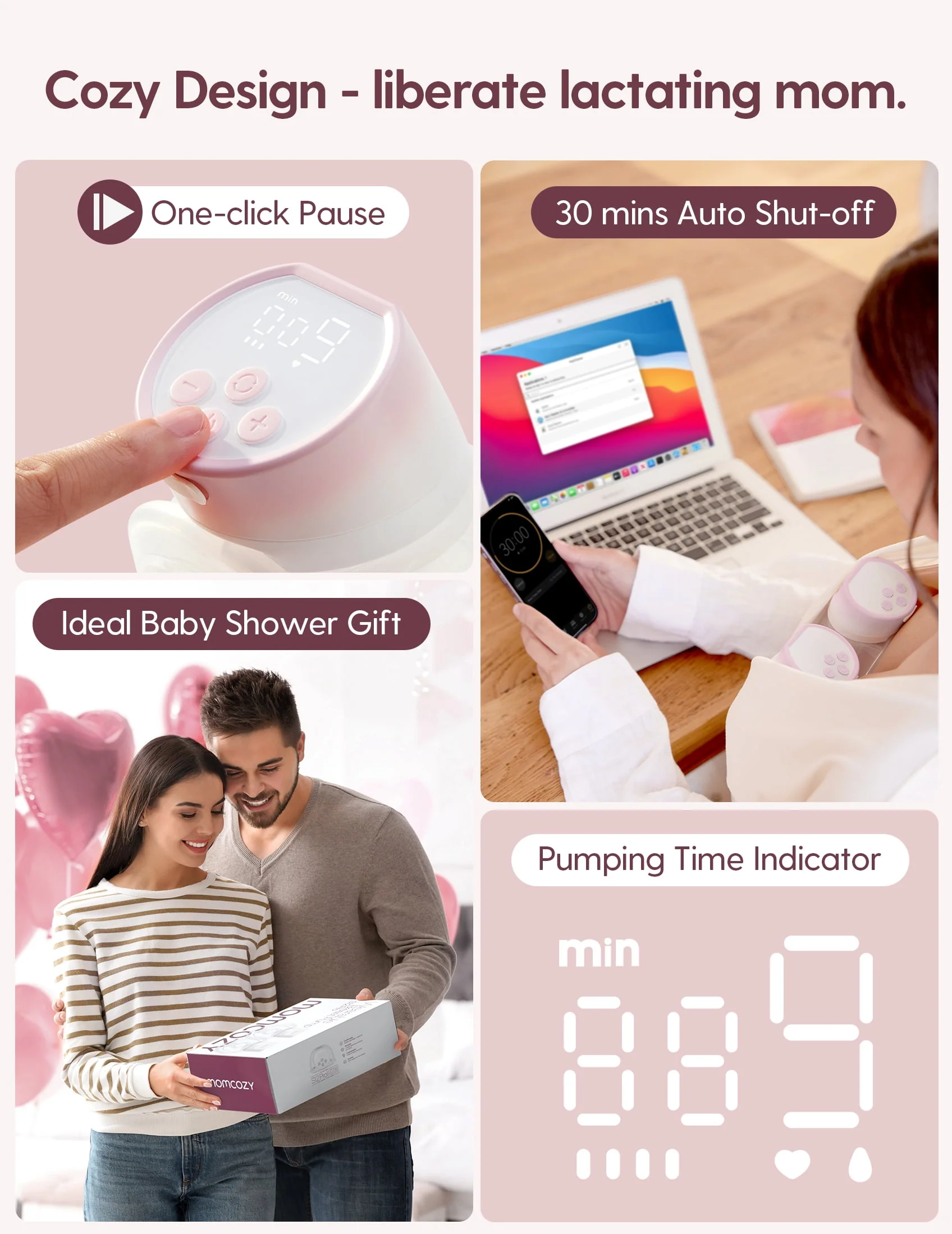 Momcozy S12 Pinky Pro Hands Free Breast Pump Wearable, 24mm 2 Pack Electric