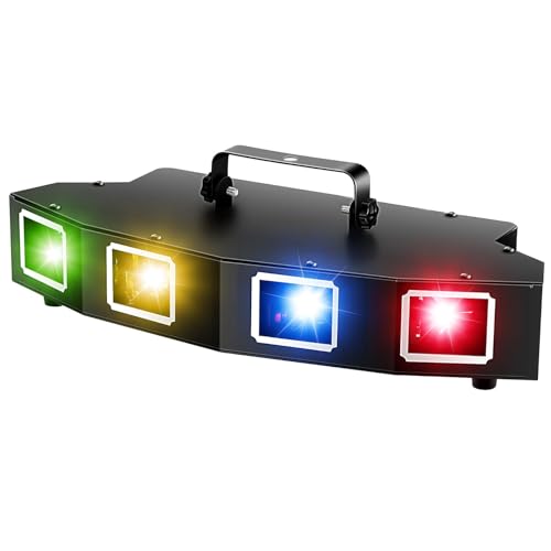 U`King Stage Laser Light, 5 Beam Sound Activated DJ Party Lights RGBYC LED Music Projector with Remote Control DMX for Dancing Birthday Bar Pub Stage