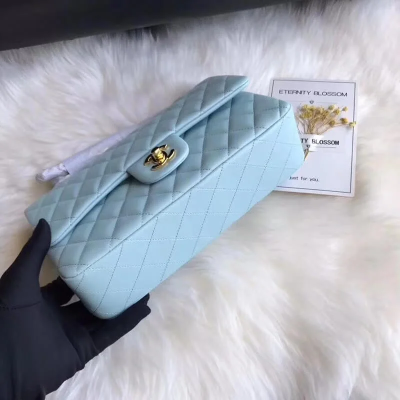 Chanel 1112 Tiffany Blue Medium Size 2.55 Lambskin Leather Flap Bag