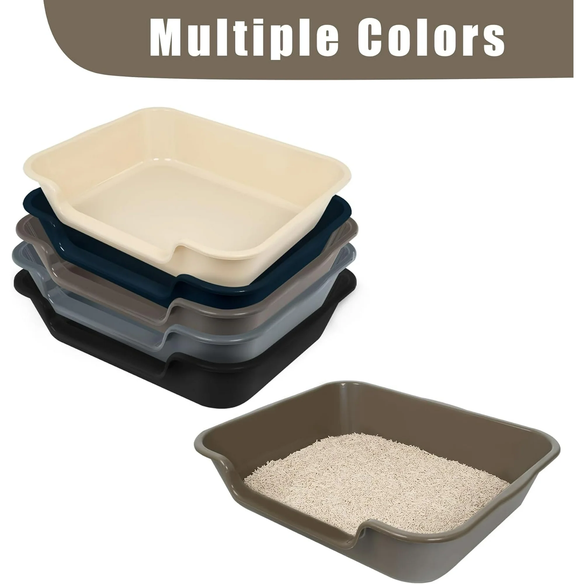 2 Pack Extra Large Dog Litter Box Pan Tray (ABS Material), Low Entry Jumbo Senior Litter Boxes for Multiple Kitten Big Cats