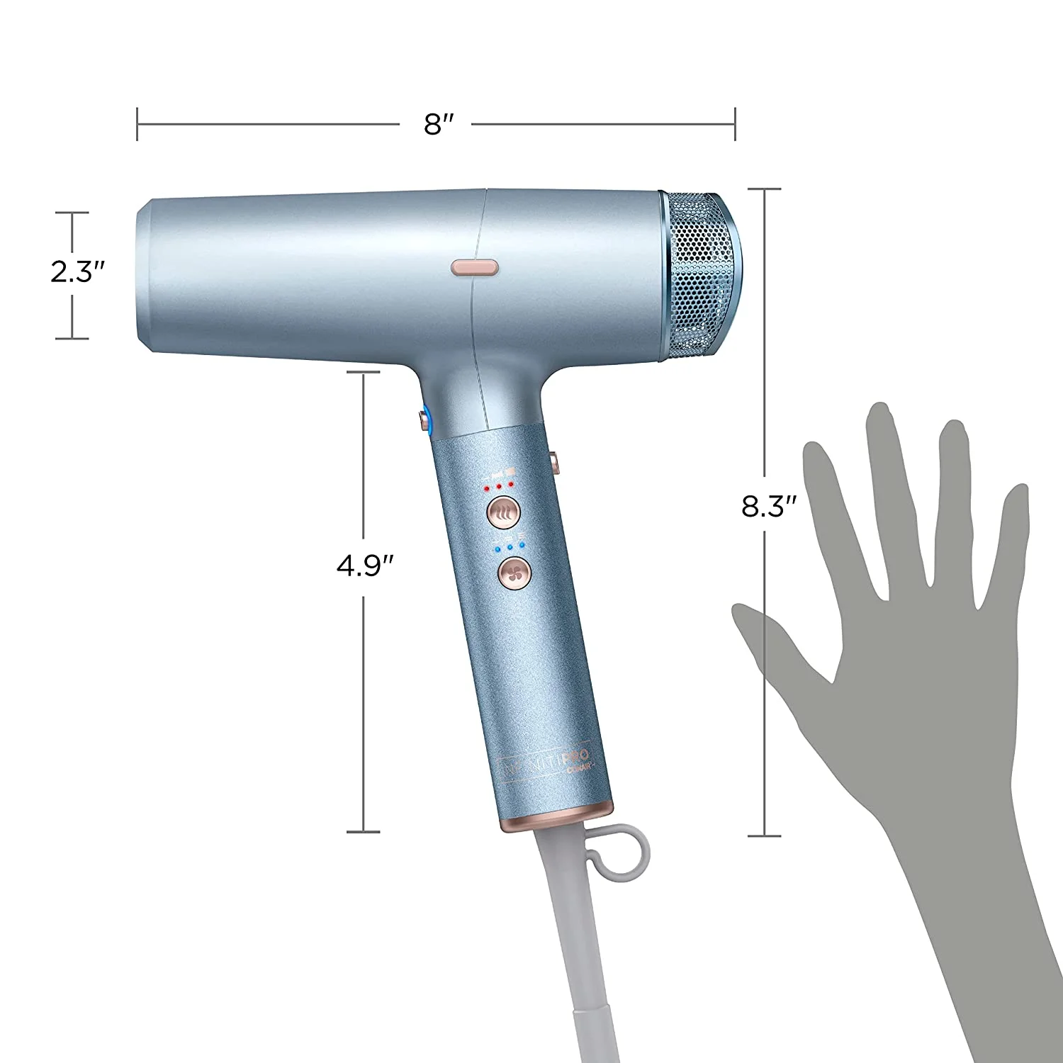 Infinitipro by Conair DigitalAIRE Hair Dryer, 1875W Hair Dryer with Diffuser, Digital Motor Spins up to 90