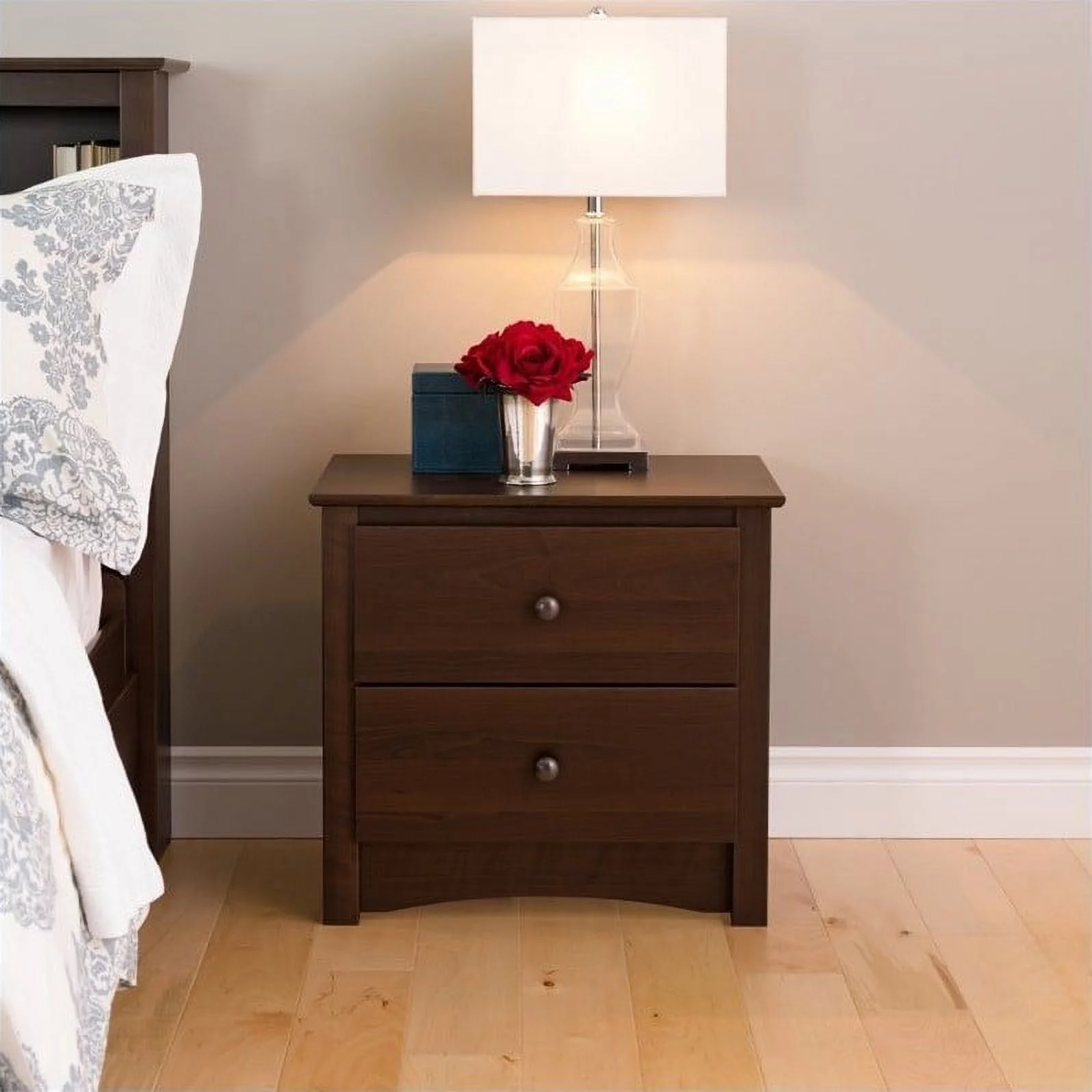 Home Square 5-Piece Set with 2 Night Tables Chest Dresser and Tall Nightstand