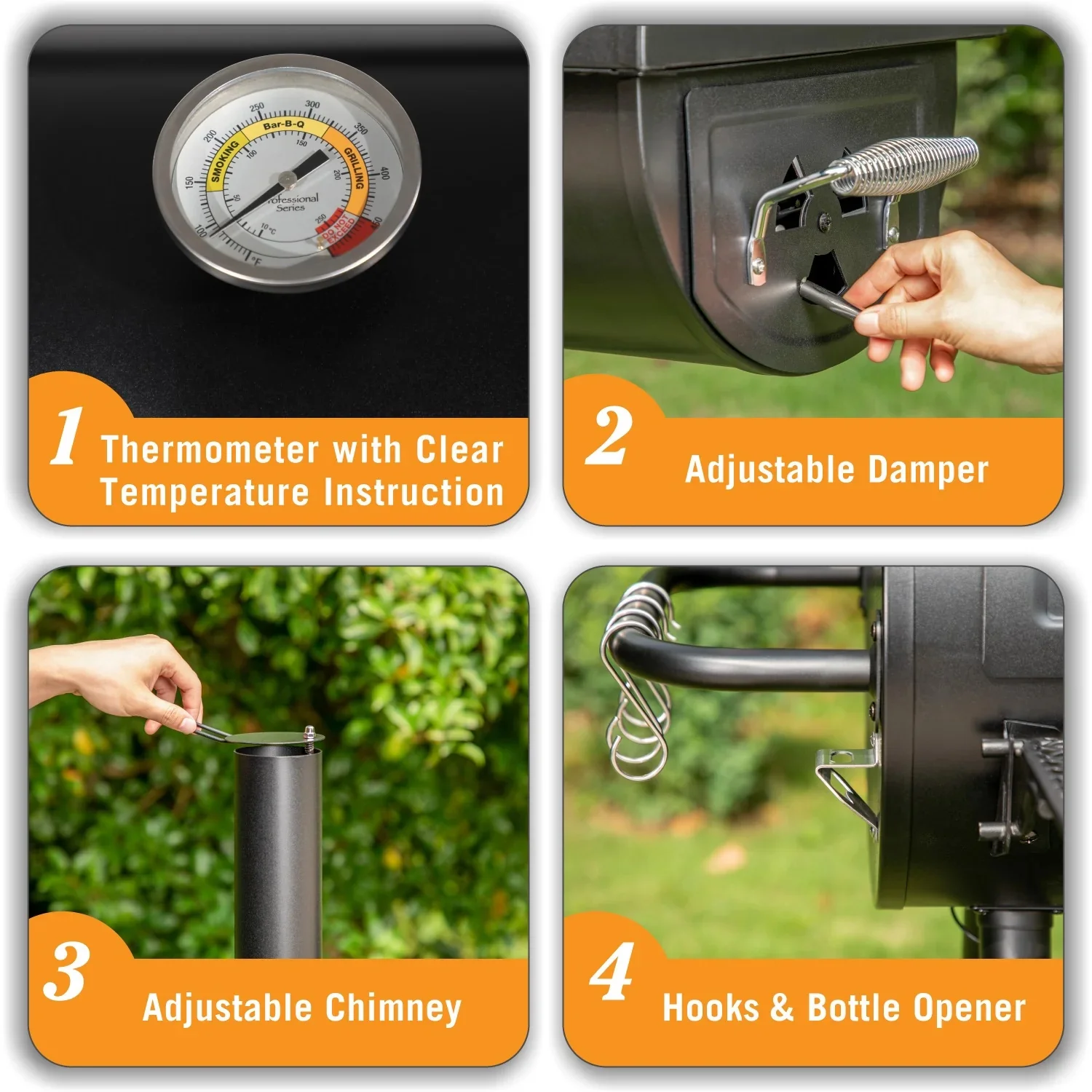 Summit Living 28 Charcoal Grill with Offset Smoker Black