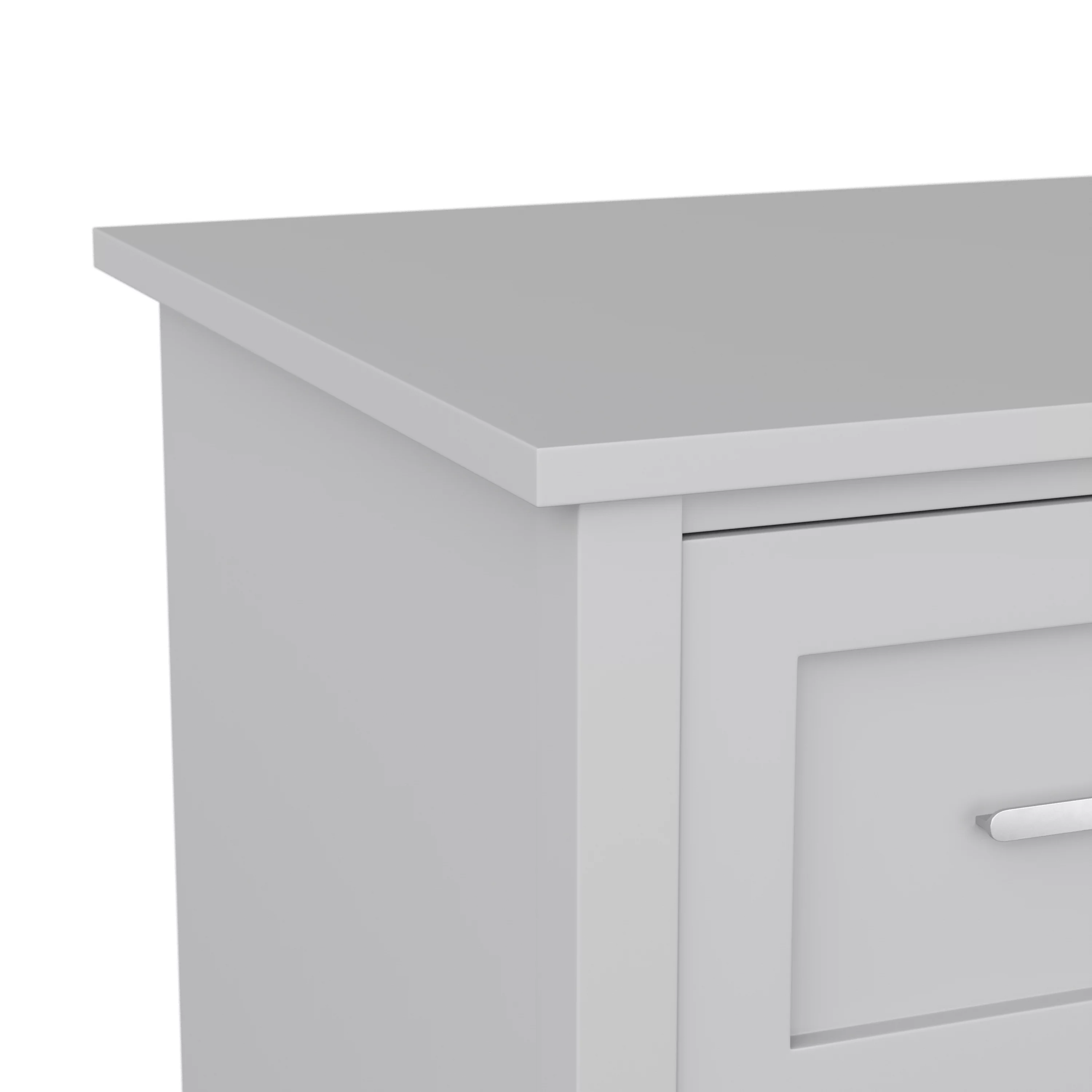 Martha Stewart Hutton Shaker Style Home Office Desk with Storage in Gray with Brushed Nickel Hardware