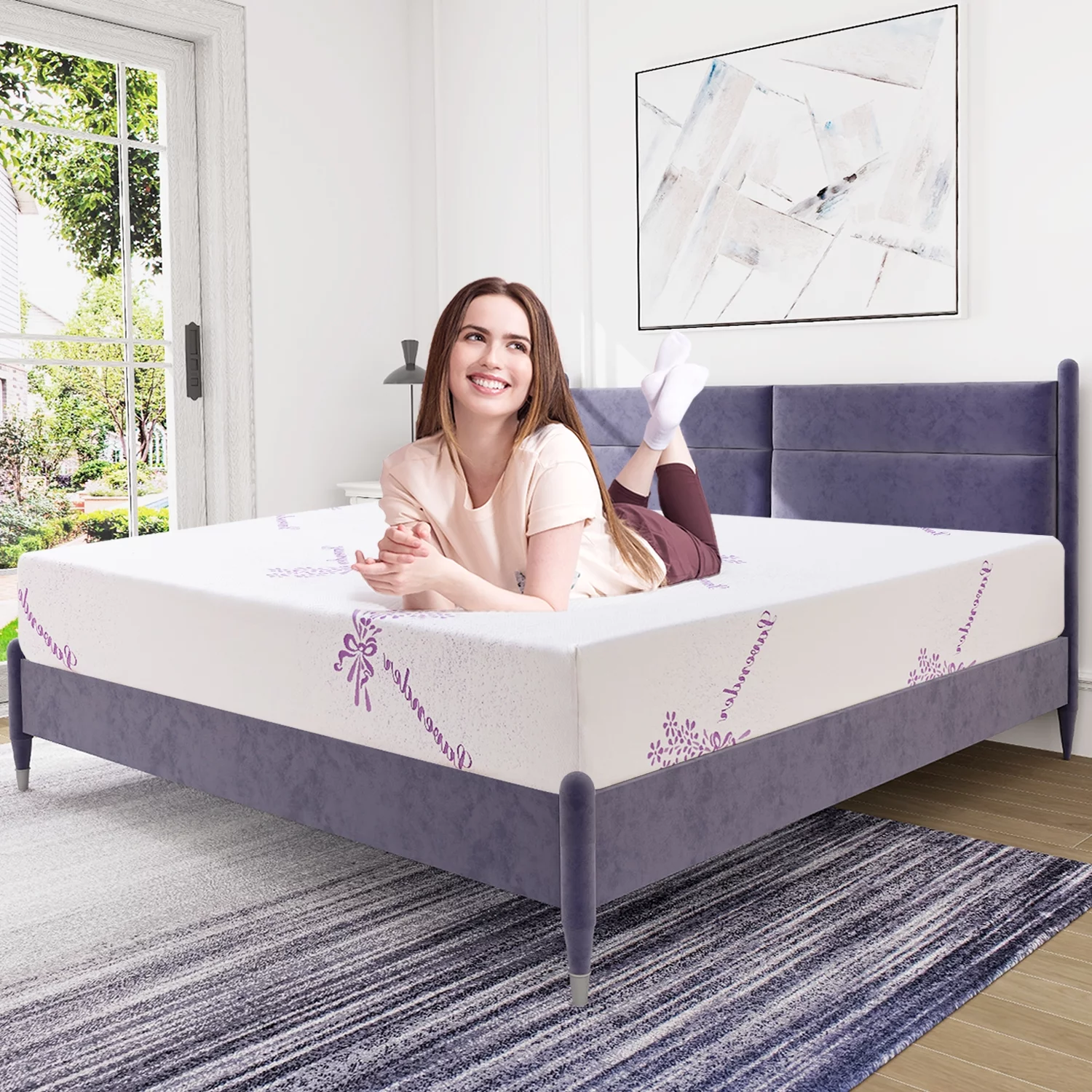 10 inches Queen Mattress,Memory Foam Mattress Bed in a Box with Lavender Infusion,Made in USA