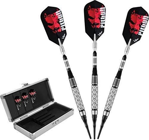 Viper Pitbull 90% Tungsten Soft Tip Darts with Storage/Travel Case, Full Knurling, 18 Grams