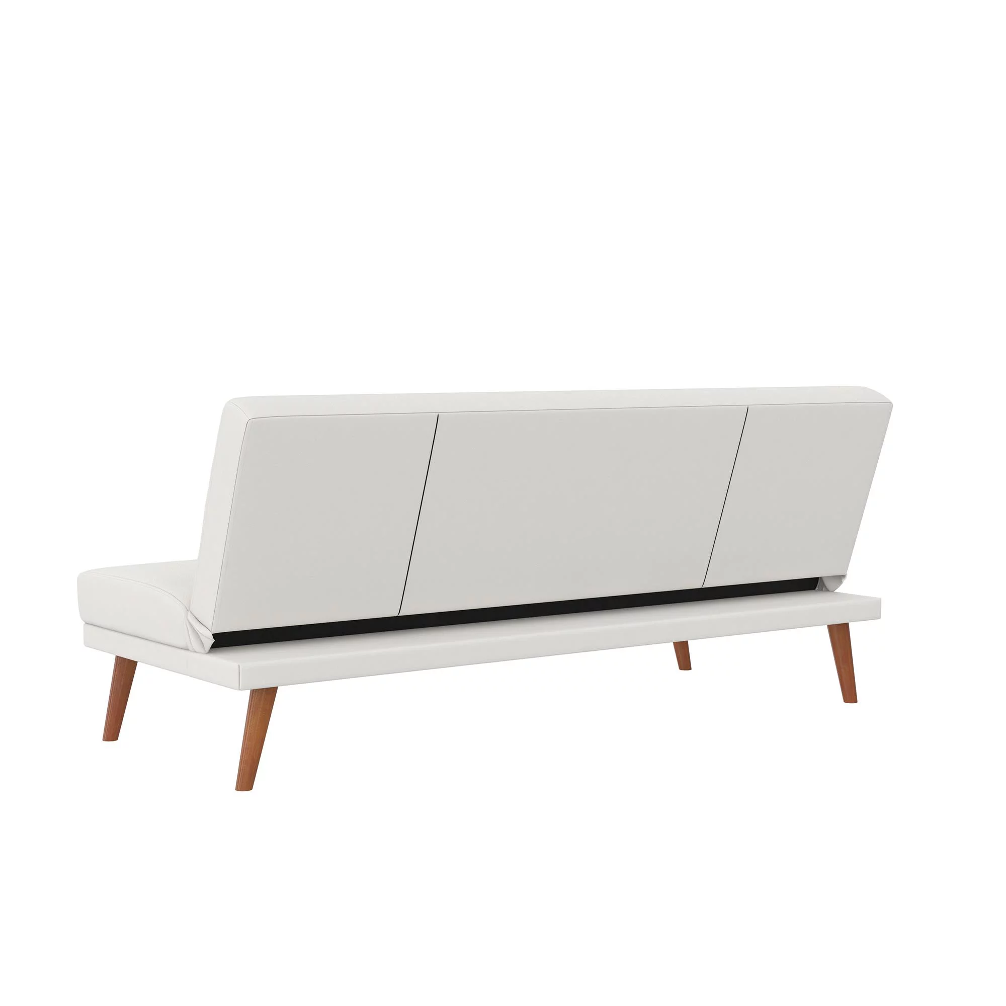 Novogratz Brittany Armless Futon, Sofa Lounger and Sleeper with Hideaway Support Legs, White Faux Leather