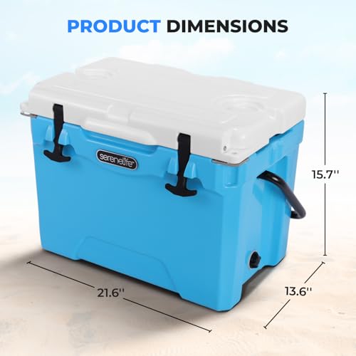 SereneLife Ultra-Tough 45 Quart Rotomolded Cooler Box with Wheels, Holds Upto 56 Cans, Keeps Ice Up to 5 Days