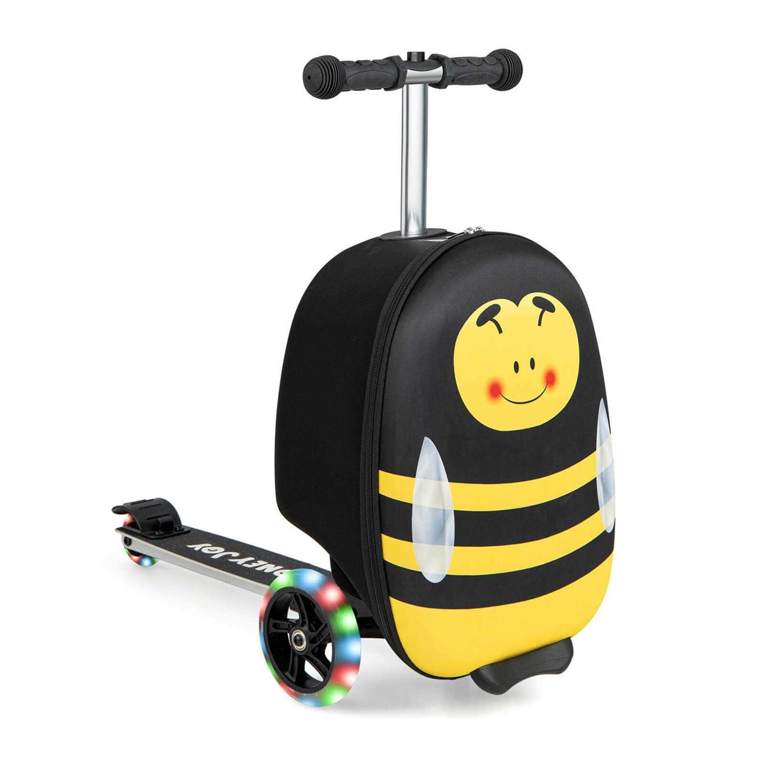 Hardshell Ride-On Suitcase Scooter with LED Flashing Wheels-Black | Costway - Sports Supplies Online Store
