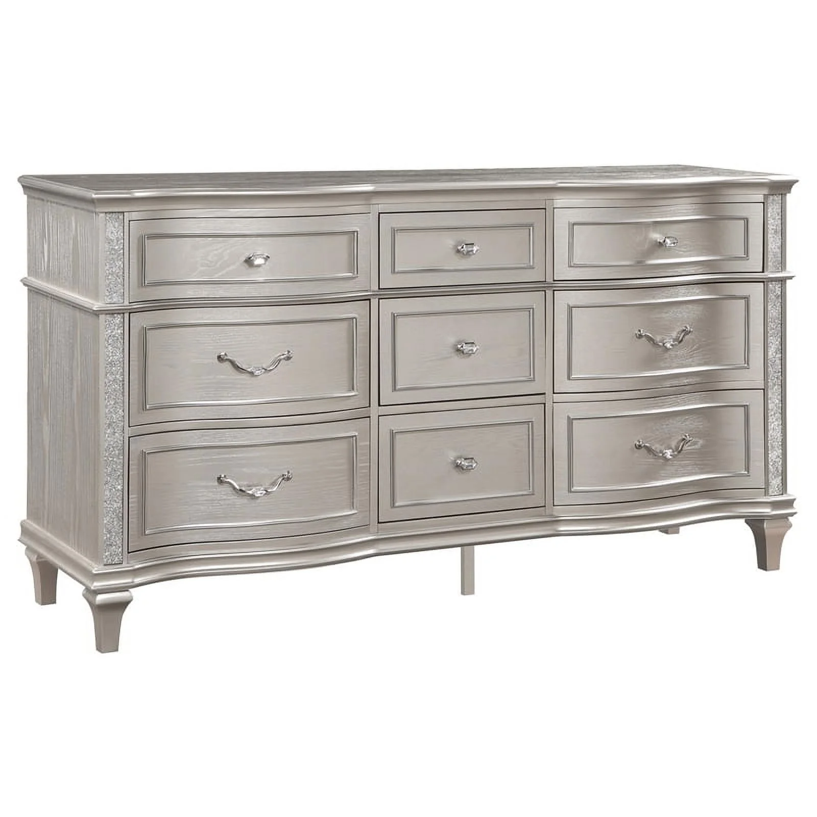Maklaine 5-piece Wood Eastern King Bedroom Set Ivory and Silver Oak