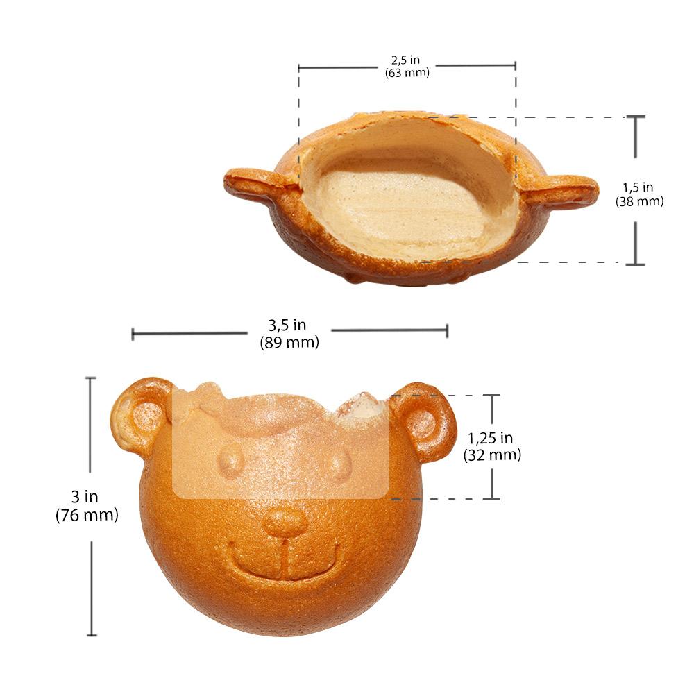 ALDKitchen Bear Shaped Taiyaki Maker | Stainless Steel Professional Taiyaki Iron with Nonstick Baking Molds | 2 Bear Shaped Waffles