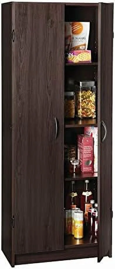 GEROBOOM Pantry Cabinet Cupboard with 2 Doors Adjustable Shelves  Standing   for Kitchen  Laundry or Utility Room  Dark Cherry