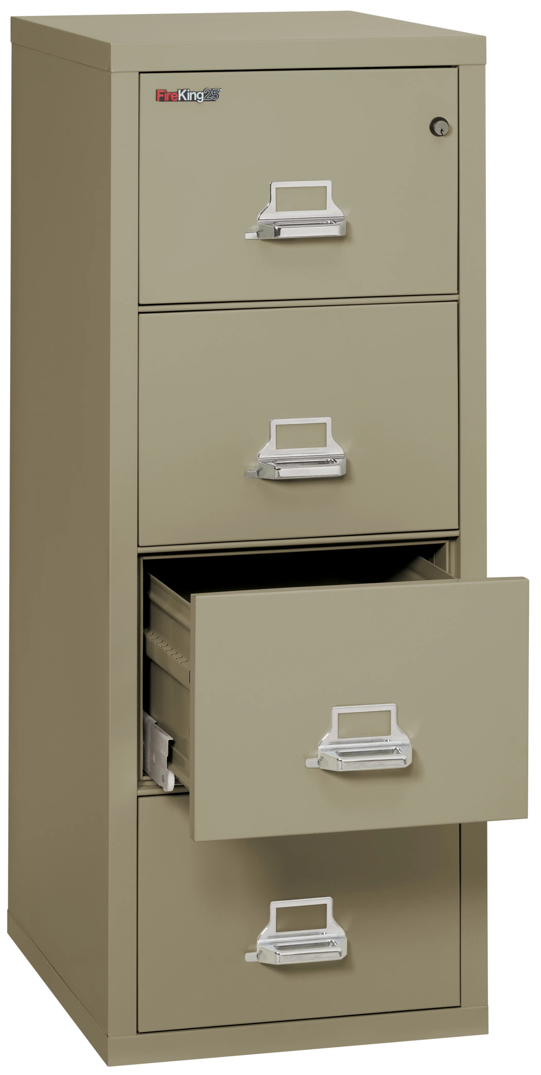 FireKing Pewter 1 Hour Fire Resistant File Cabinet - 4 Drawer Legal 25" depth