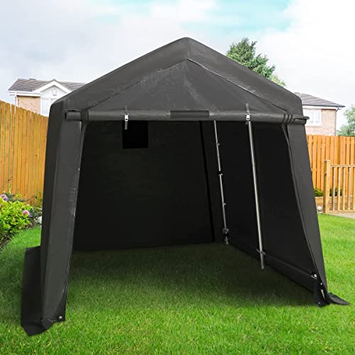 ADVANCE OUTDOOR 10x10 ft Heavy Duty Outdoor Patio Portable Canopy Storage Shelter Shed Carport with 2 Roll up Zipper Doors & Vents for Snowmobile