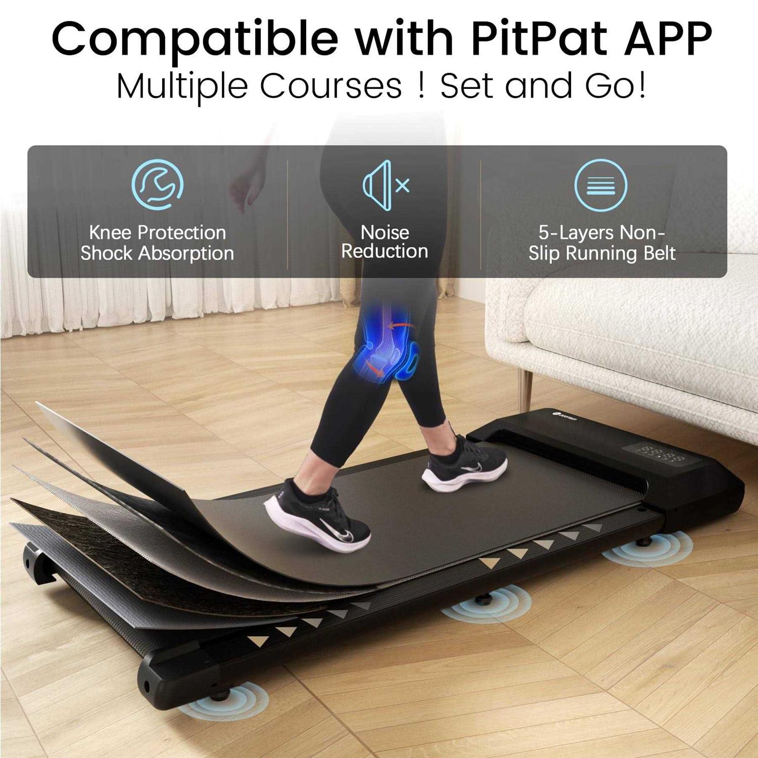 DeerRun Walking Pad 2 in 1 Under Desk Treadmill 2.5HP Low Noise Walking Pad Running Jogging Machine with Remote Control for Home Office