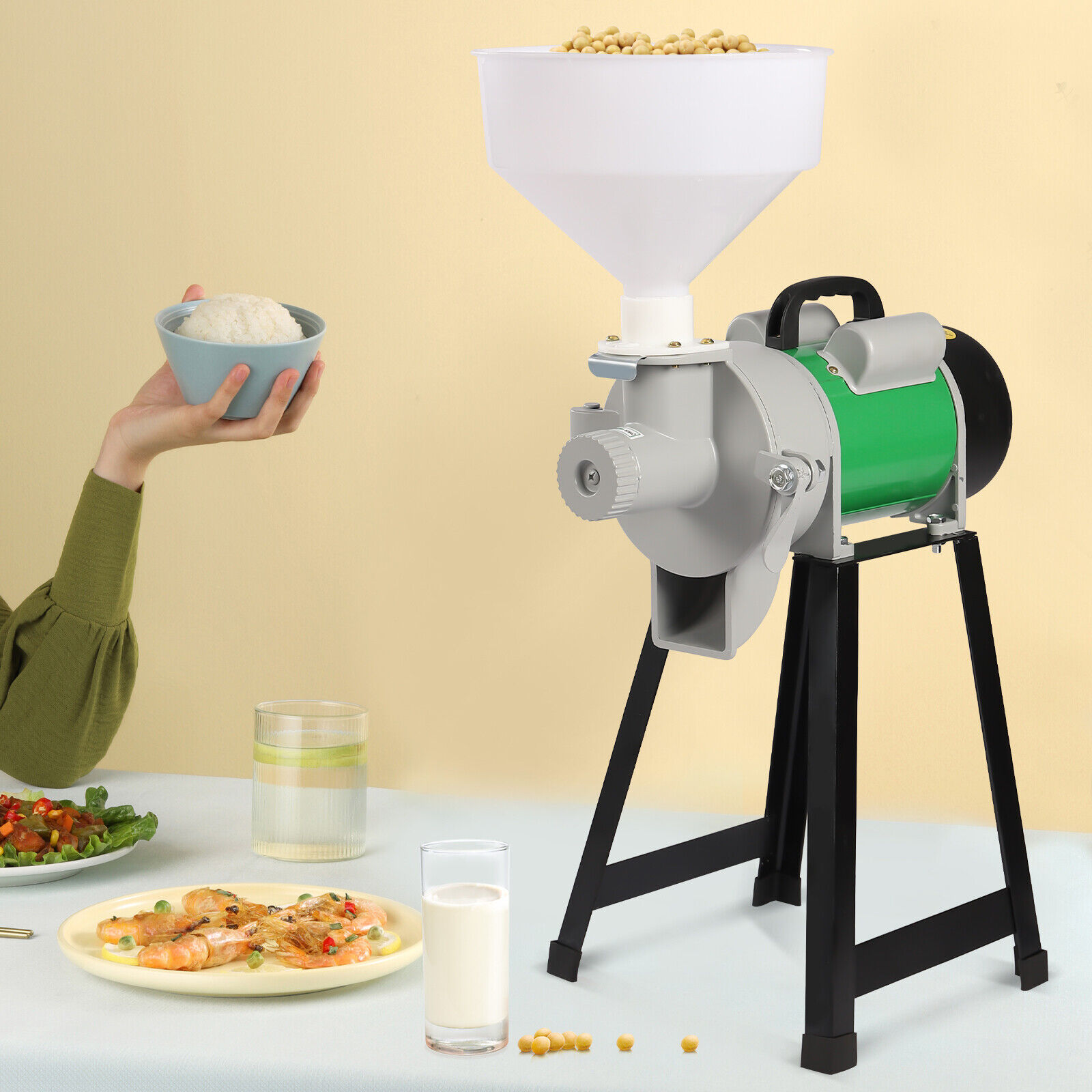 Electric Feed Mill Wet Cereals Grinder Feed Pellet Maker For Rice Grain Coffee Green
