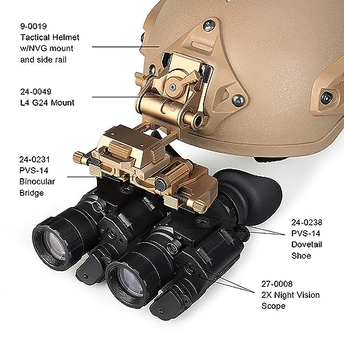 PVS-14 Light Weight Dual Tube Mounting System IC AN/PVS-14LW，Night Vision Goggles Night Vision Adapter for PVS-14 Night Vision Binoculars Monocular