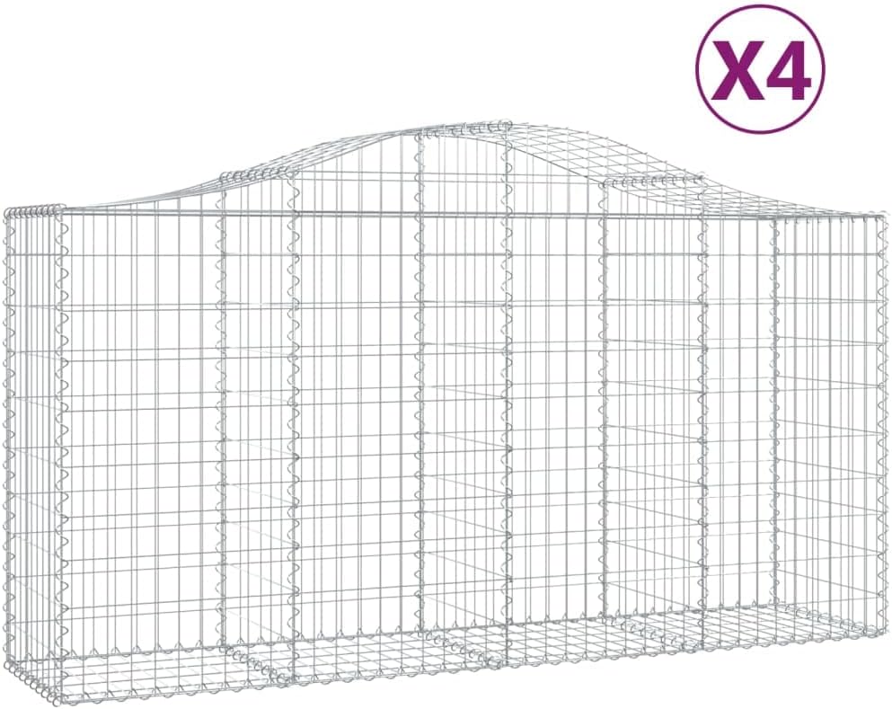 Arched Gabion Baskets 4 pcs 78.7"x19.7"x39.4"/47.2" Galvanized Iron,Home & Garden,Lawn & Garden,Gardening,Pots & Planters,Silver,103.4kg/227.48ib