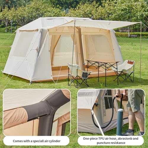 Inflatable Camping Tent, 2/4/6/8 Person Glamping Inflatable Tents for Camping