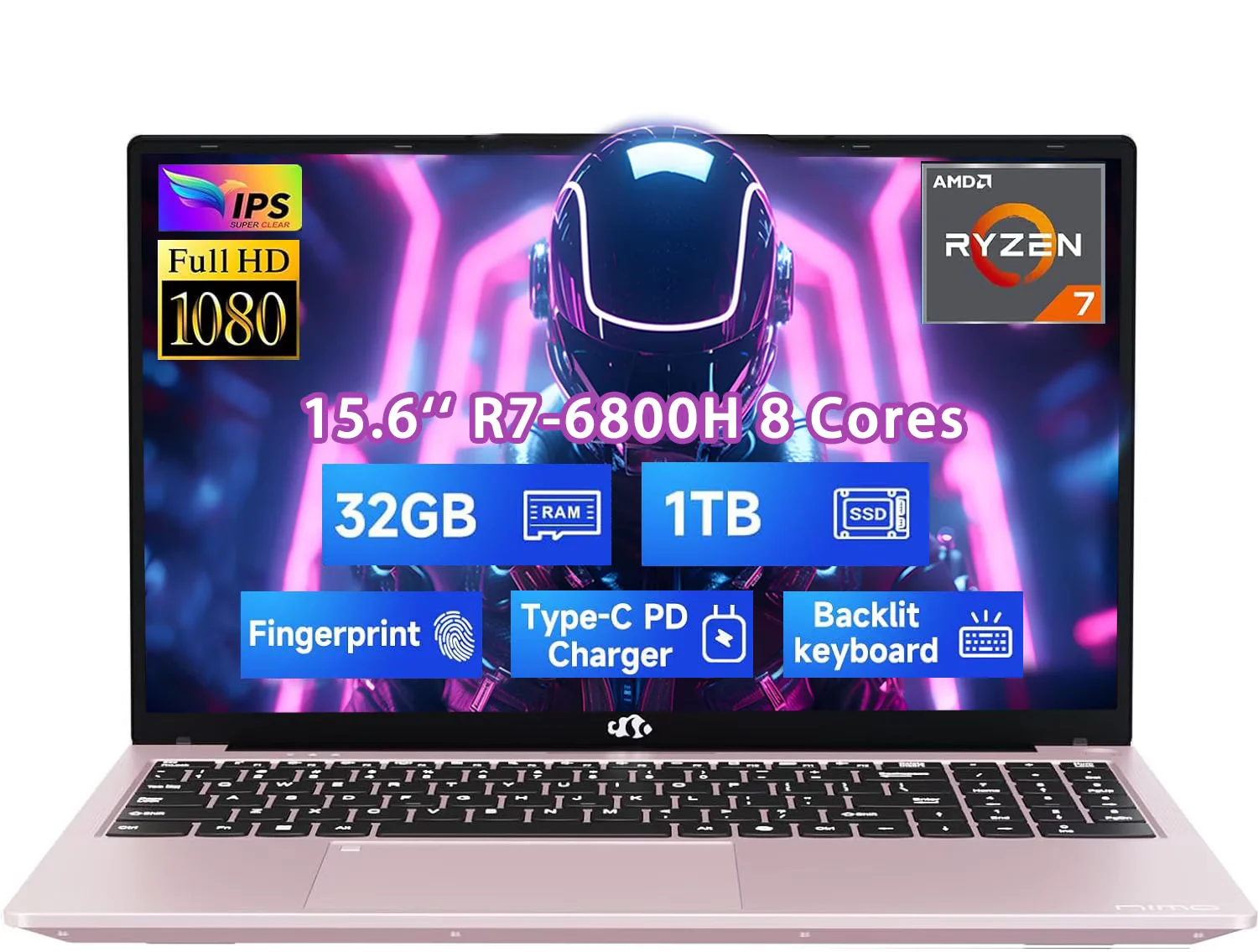 15.6" IPS FHD Gaming Laptop 8 Cores AMD Ryzen 7 6800H(Beat Intel i7-12700H