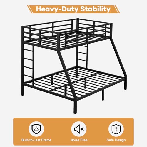 Full Size Metal Loft Bed Heavy-Duty Loft Bed Frame, LED Loft Bed Frame with L Shaped Desk, Wardrobe, Storage Stairs