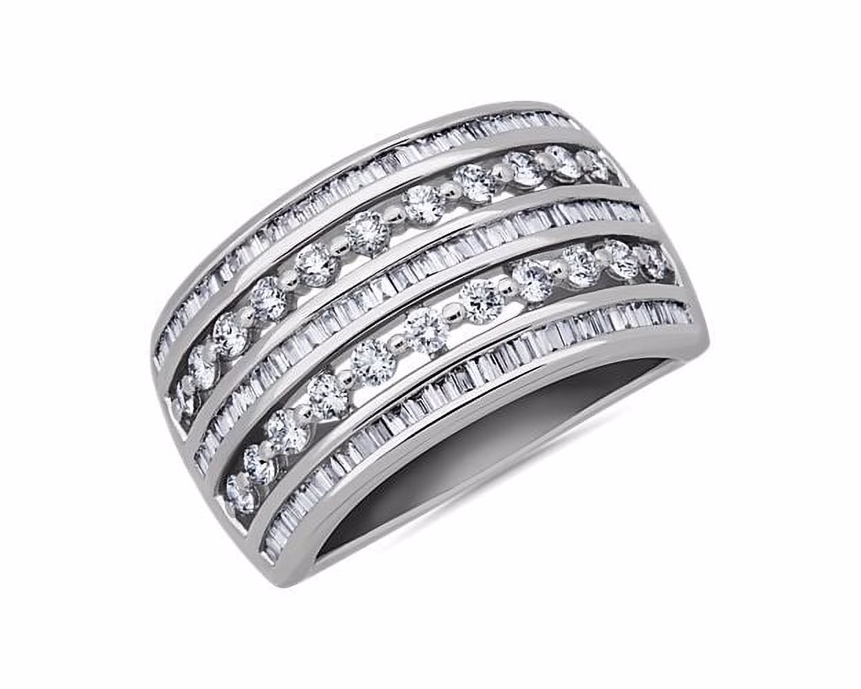 1.20 Carat Brilliant Baguette Cut Genuine Diamond Wonderful Eternity Band for Ladies Solid 14K White Gold Size 10.5