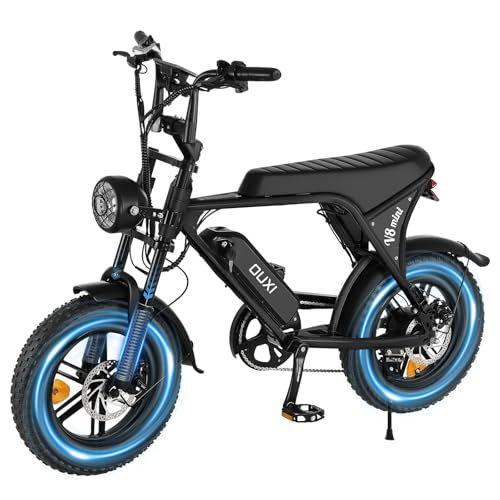 OUXI Electric Bike for Adults, 16" Fat Tire Ebike with 36V 10.4Ah Removable Battery, Moped Style EBike for Teens Up to 20MPH