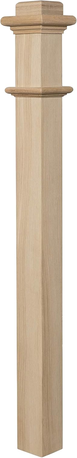 962 - Wood Box Newel - Plain Style - 48 inch - Sleek Minimalist Design - Staircase Post (White Oak)