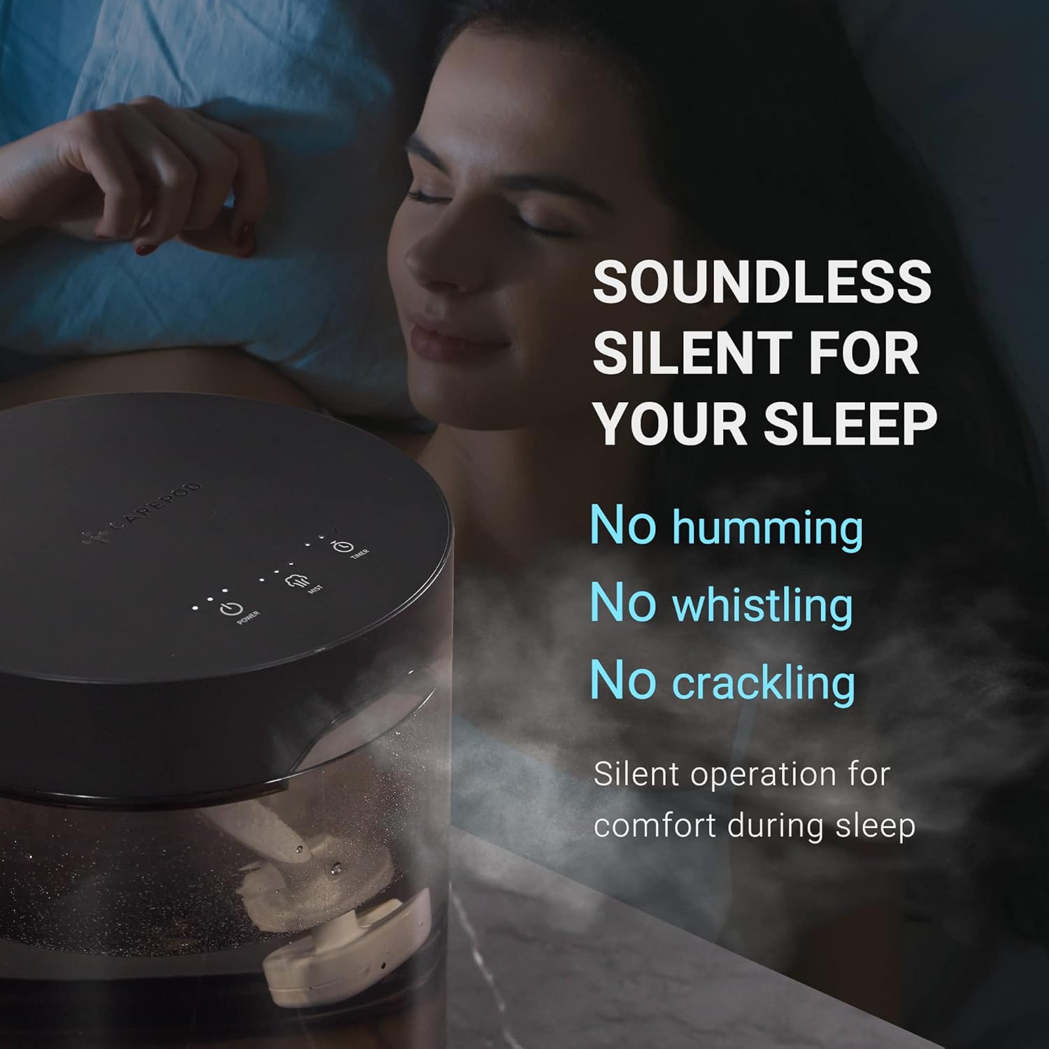 CarePod G50 Ultrasonic Air Cool Mist Humidifiers - 5.5 liters Water Tank for Long Lasting Use - Portable Humidifiers for Bedroom Large Room