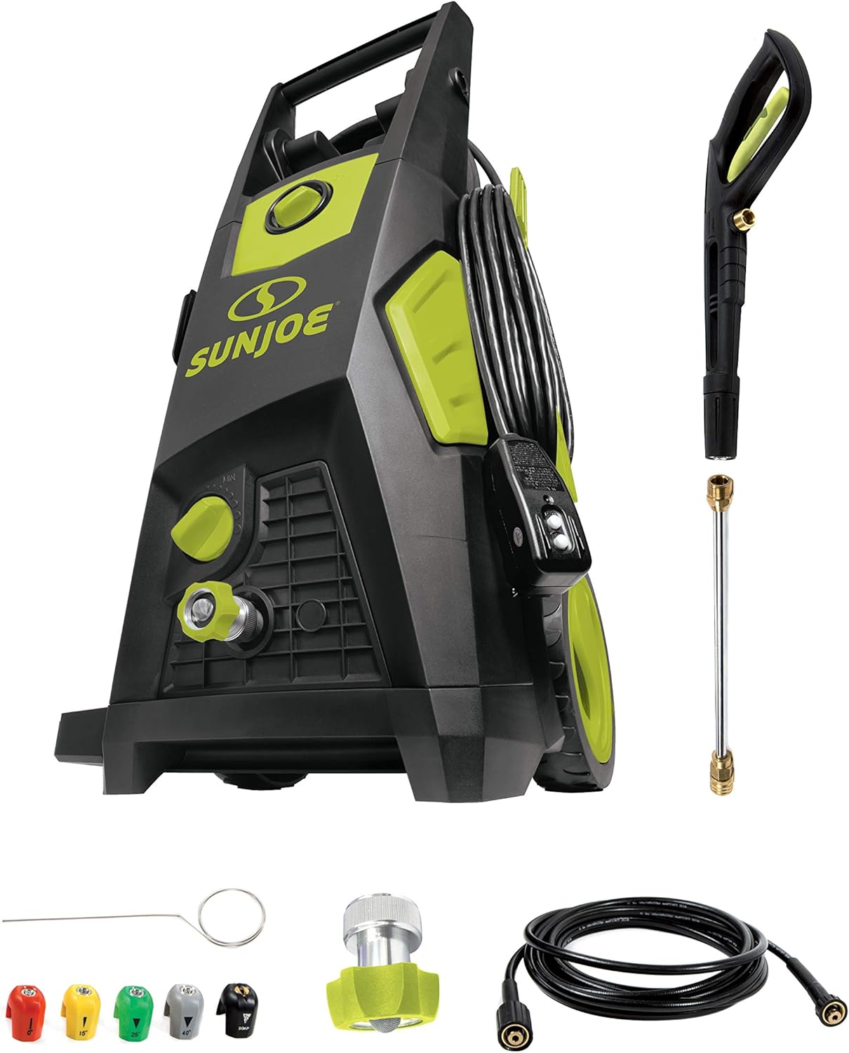 Sun Joe SPX3550 2350-PSI Max 1.8-GPM Max Brushless Induction Electric Pressure Washer w/ 5-Quick Connect Nozzles, Detergent Tank, Cleans Cars, Patios