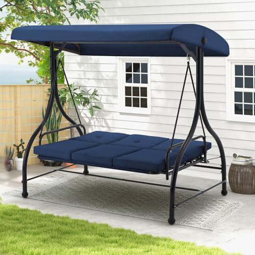 U-MAX Porch Swing Chair with Adjustable Backrest&Canopy