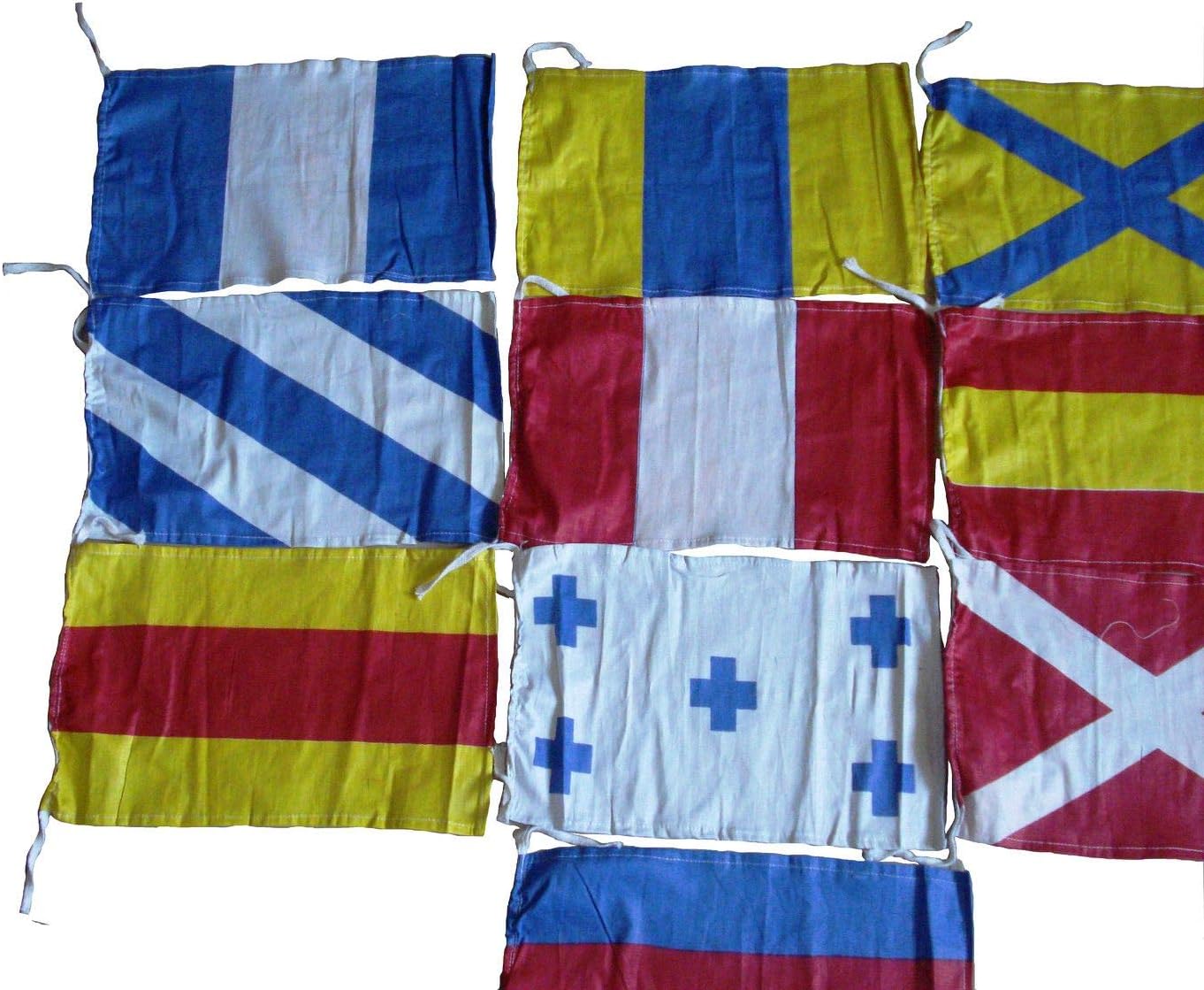 Brass Blessing Naval Signal Flag Set - Complete Set - Maritime/Marine/Boat/Yacht/Beach Party Nautical Decor (Polyester, 14 Flag Set Small)