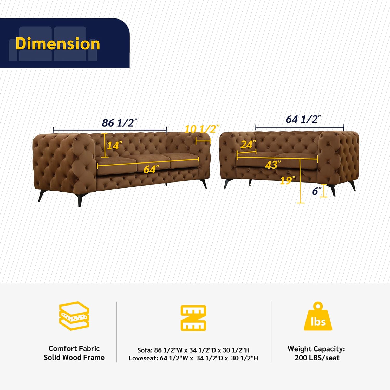 Beverly Fine Furniture Genola 2 Piece Living Room Set, Camel