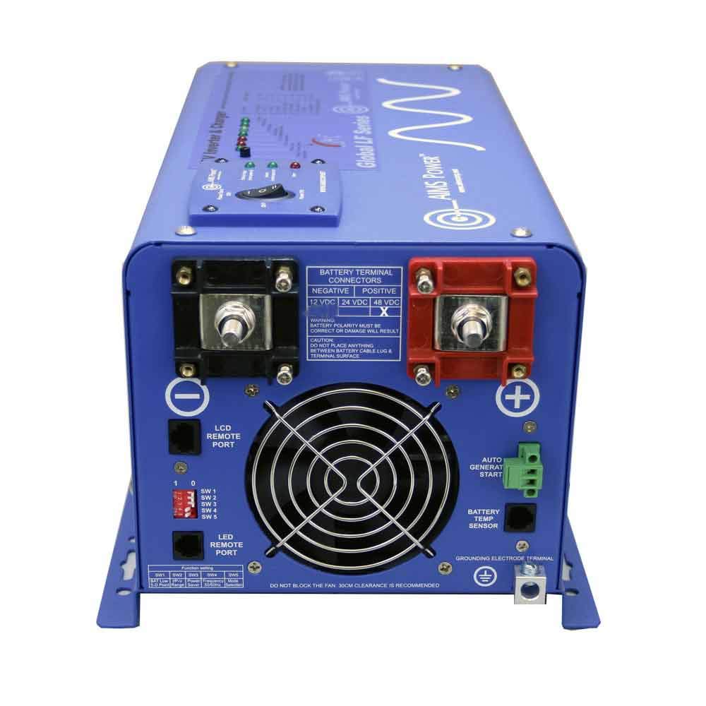 AIMS Power 6000 Watt / 18000 Watt Peak Pure Sine Inverter Charger 48 Volt DC to 120 Volt AC with LCD Remote