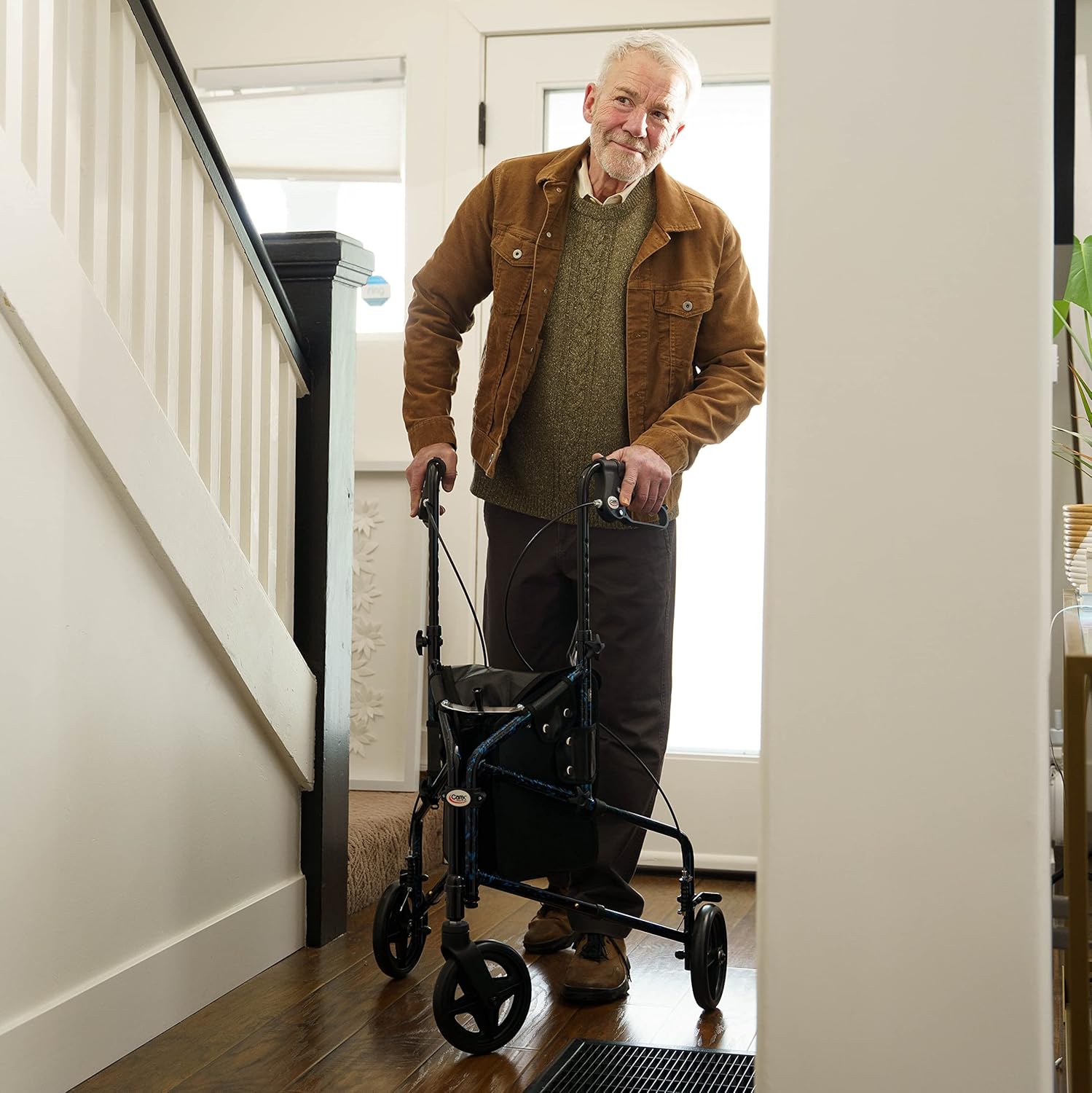 Carex 3 Wheel Walker for Seniors, Foldable, Rollator Walker with Three Wheels, Trio Walker with Height Adjustable Handles, Walker with Wheels