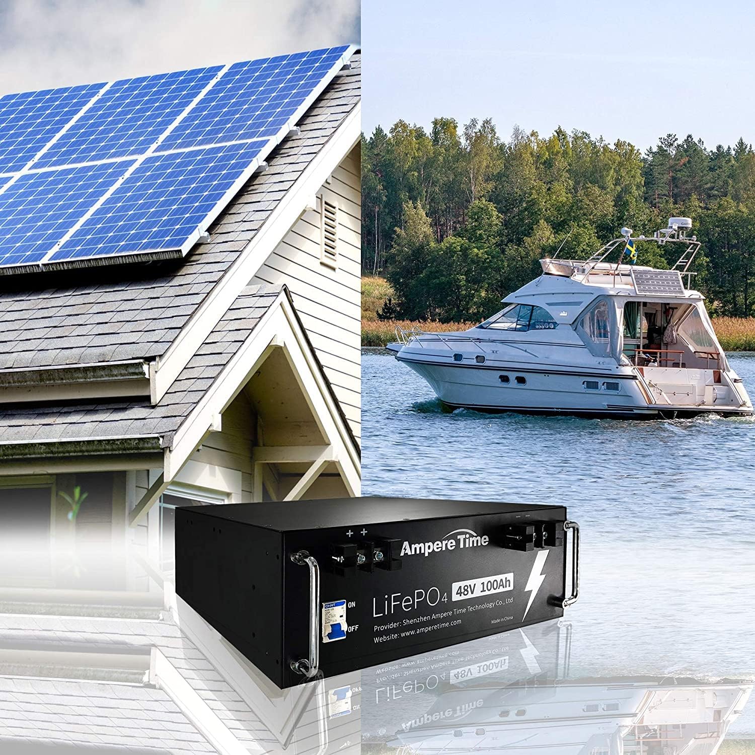 Ampere Time 12V 400Ah Deep Cycle LiFePO4 Battery Pack, with Built-in 250A BMS, Longer Runtime with 5.12kWh, 4000+ Cycle, Perfect for Solar System, RV