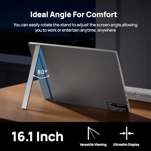 ARZOPA 16.1'' 144Hz Portable Gaming Monitor, 106% sRGB 1080P FHD Kickstand Portable Monitor with HDR, Ultra Slim, Eye Care