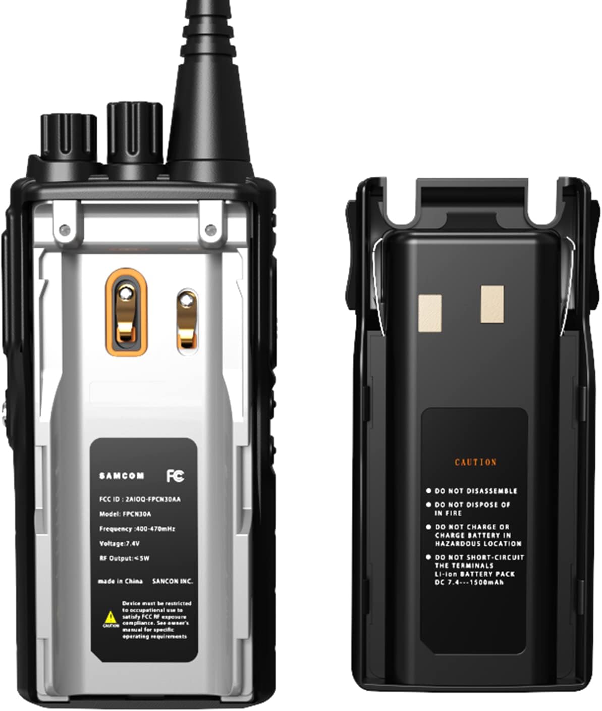 SAMCOM FPCN30A Two Way Radios Long Range 5 Watts Walkie Talkies for Adults Rechargeable 2 Way Radios UHF Programmable Handheld Business Radio 1500mAh