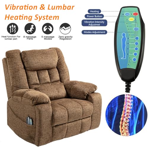 Light Grey Recliner Chair for Elderly | Tall and Big Man 400lbs | Chenille | Power Lift, Lay Flat, Stand Up, Wireless Charging Device