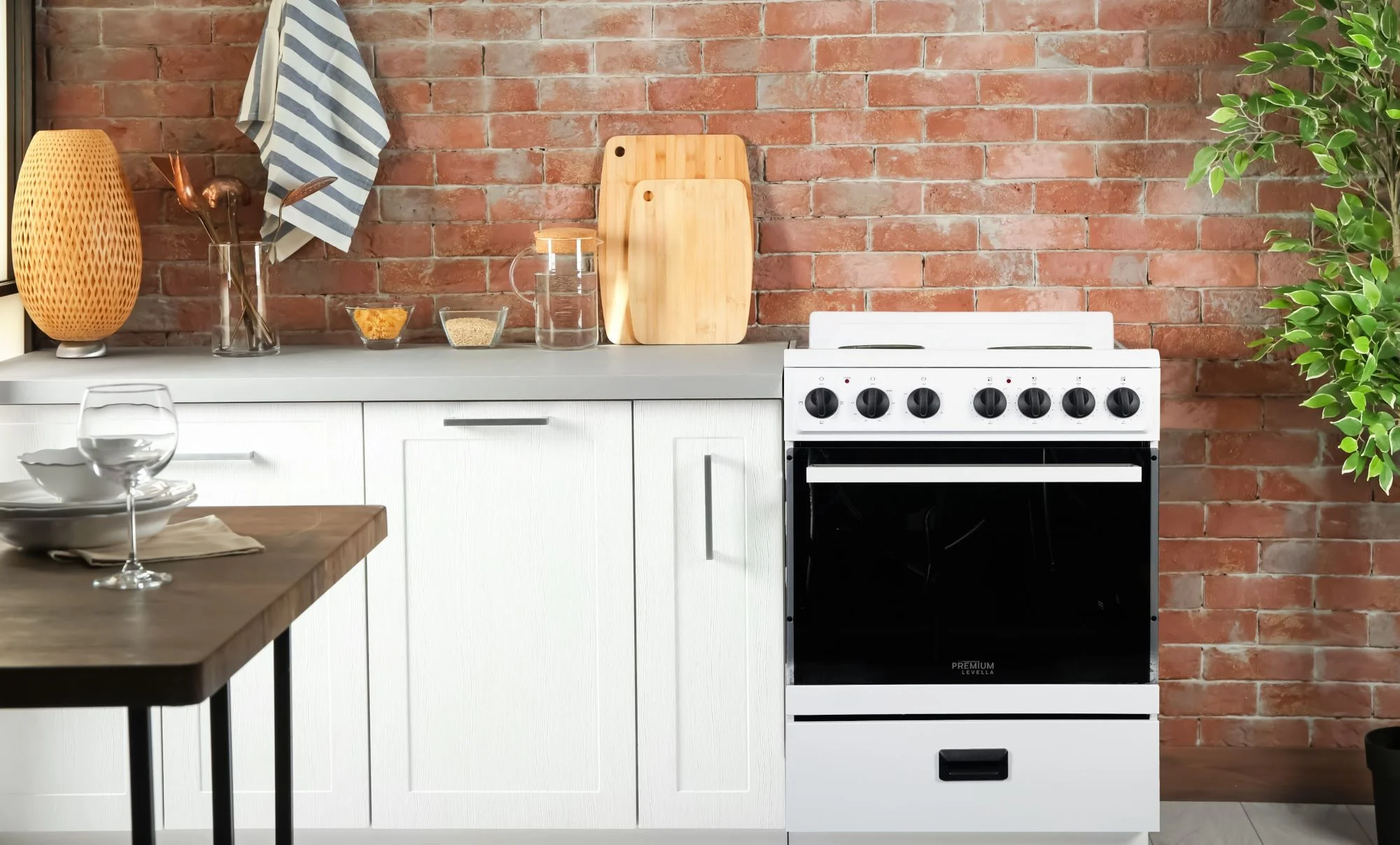 Premium Levella 24 in. 2.7 cu. ft. Single Oven Electric Range with 4 Burners and Storage Drawer in White