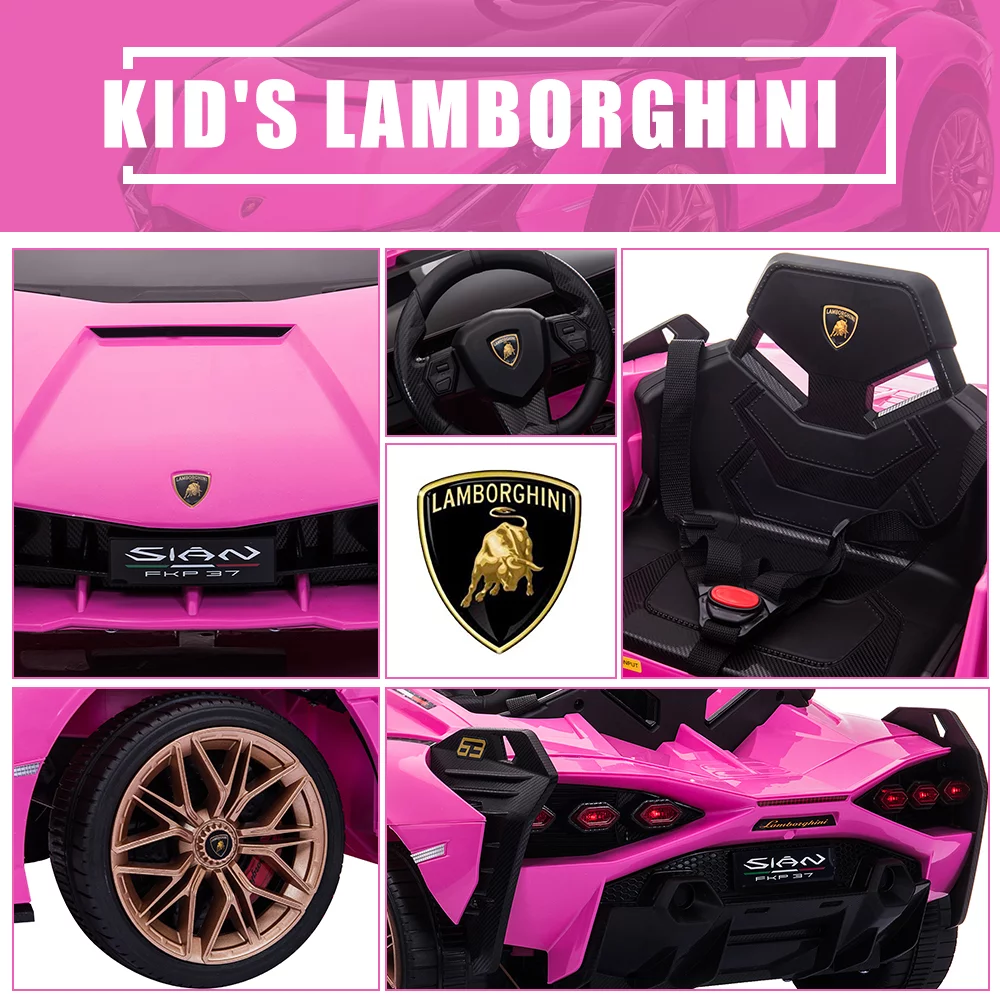 iRerts Ride on Sports Cars with Remote Control, Lamborghini SIAN 12V Electric Car for Kids, Battery Powered Ride on Toys Kids Car with LED Headlights