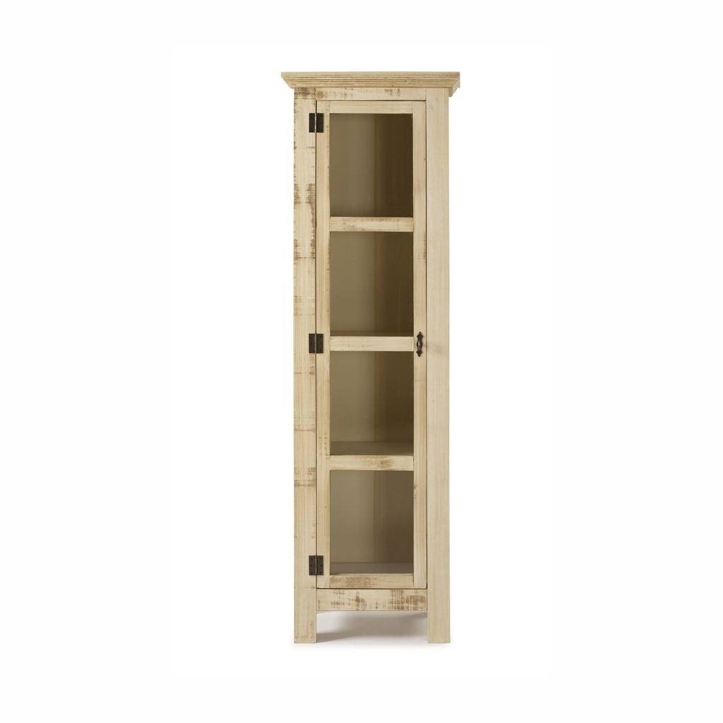 The Beach House Design Narrow Cabinet Glass Door - Distressed Old White