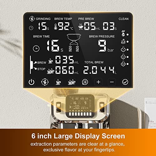 Mcilpoog TC520 Espresso Machine with Milk Frother，Semi Automatic Coffee Machine with Grinder