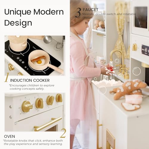 Tiny Land Play Kitchen for Kids, Toy Kitchen Set with Plenty of Play Features